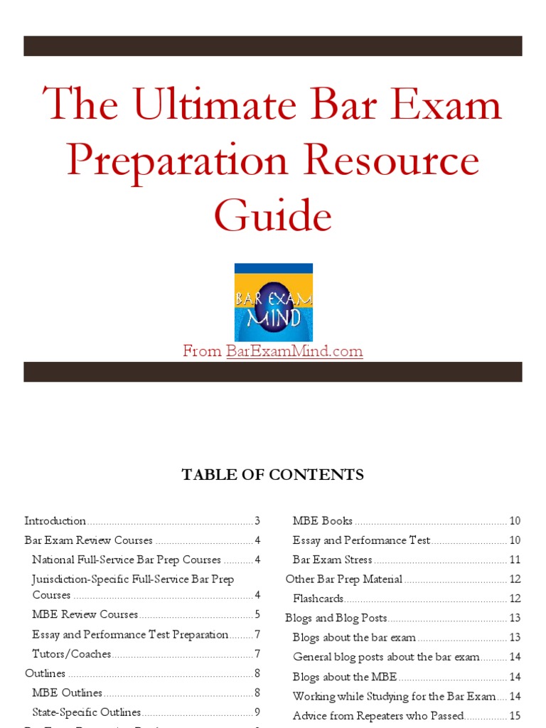 The Ultimate Bar Exam Preparation Resource Guide | PDF | State Bar Of  California | Test (Assessment)