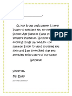 School Age Letter
