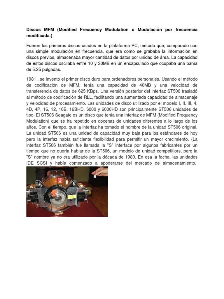 Discos MFM, RLL | PDF | Disco duro | Arquitectura de Computadores