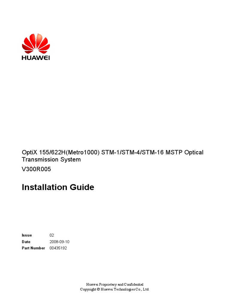 Huawei OptiX Metro 1000 Installation Guide (V300R005) | PDF ...