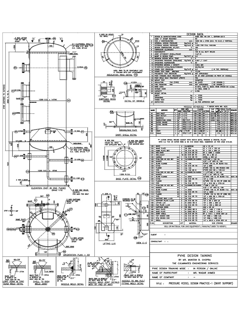 Pressure Vessel Design Training Practice1_Skirt Support