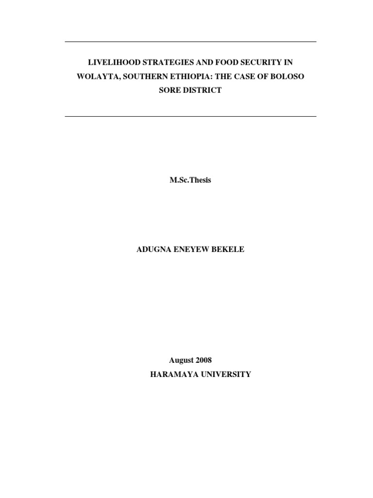 Livelihood and Food Security in Wolayta | PDF | Food Security | Poverty
