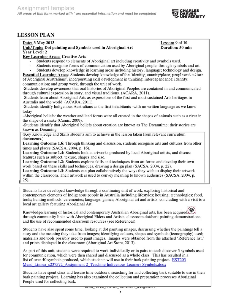 Assignment template: Lesson Plan