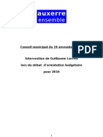 Intervention de Guillaume Larrivé Au Conseil Municipal D'auxerre Du 19 Novembre 2009