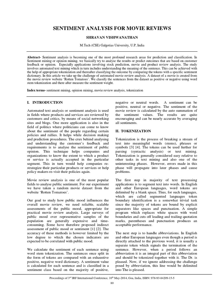 Sentiment Analysis of Movie Reviews | PDF | Communication | Semiotics