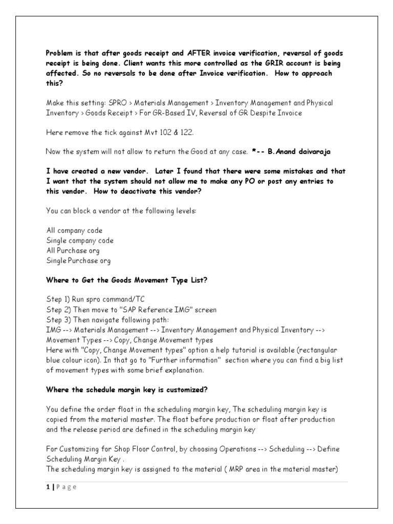 Sap MM | PDF | Inventory | Invoice