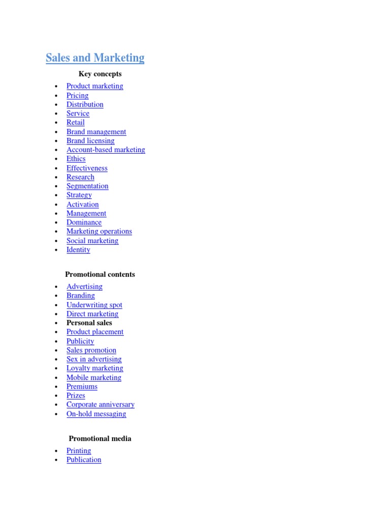 Sales and Marketing | PDF