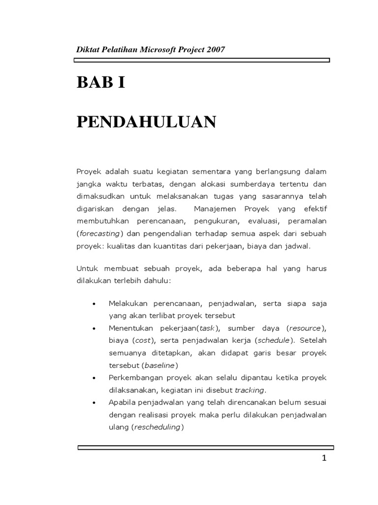 Pelatihan MS Project 2007 Dasar | PDF | Bisnis | Komputer