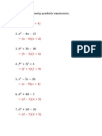 Factorising Quadratic Expressions Qas