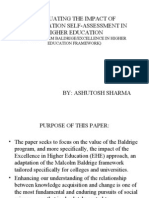 Evaluating the Impact of organistion Self-Assessment in Higher education.