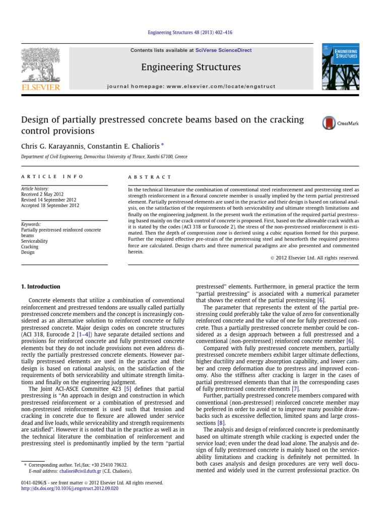 Design of Partially Prestressed Concrete Beams Based On The Cracking ...