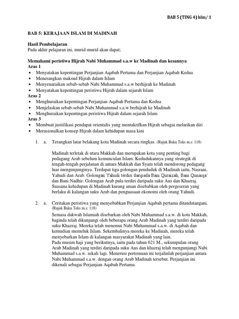 Bab 5 Kerajaan Islam Di Madinah Pdf