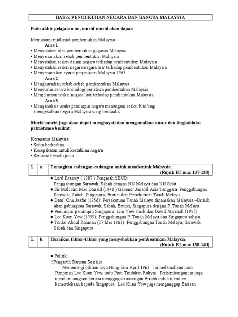 Bab 6 Pengukuhan Negara Dan Bangsa Malaysia Pdf