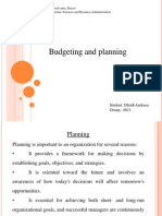 Budgeting and Planning: University Transylvania, Brasov Faculty of Economic Sciences and Business Administration 3 Year