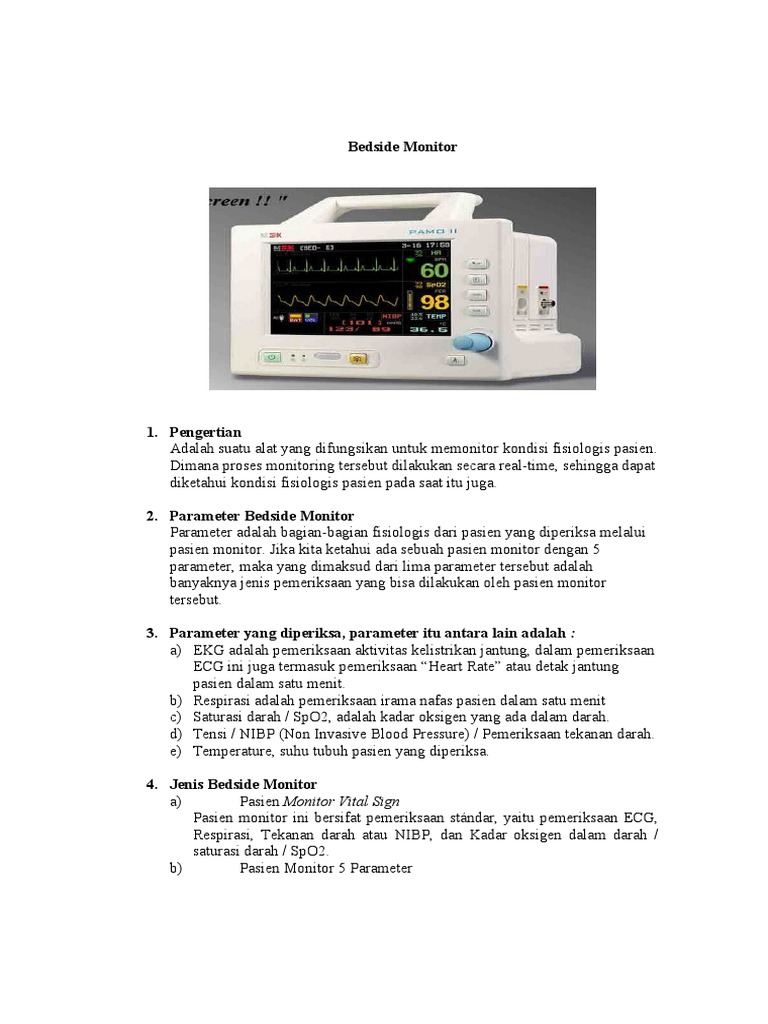 Panduan Pemasangan Bedside Monitor | PDF | Sains & Matematika