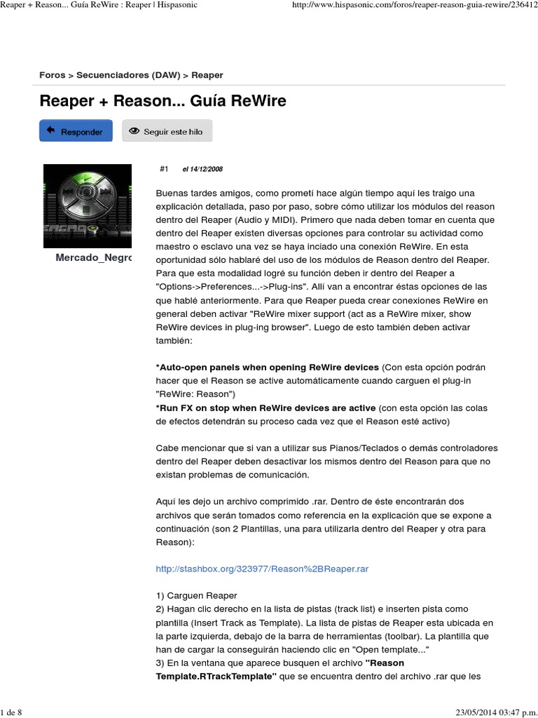 Reaper + Reason... Guía ReWire - Reaper - Hispasonic | PDF | Point and ...