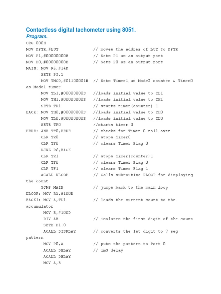 Contactless Digital Tachometer Using 8051 PDF Timer Electronics
