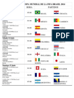 Calendario Copa Mundial de La Fifa Brasil 2014