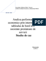 Analiza Performanţei Economice Prin Intermediul Tabloului de Bord La o Societate Prestatoare de Servicii