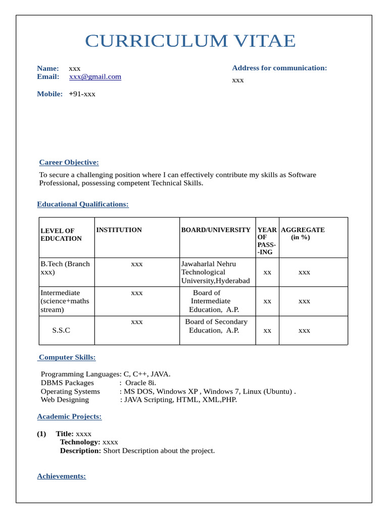 Information Technology Sample Resume | PDF