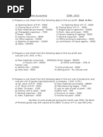 Cost Sheet Exercise 1