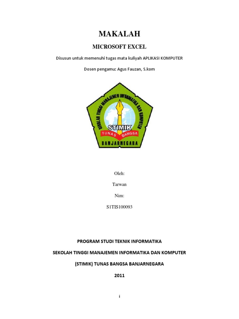 Contoh Makalah Tentang Microsoft Excel 2007 Berbagai Contoh