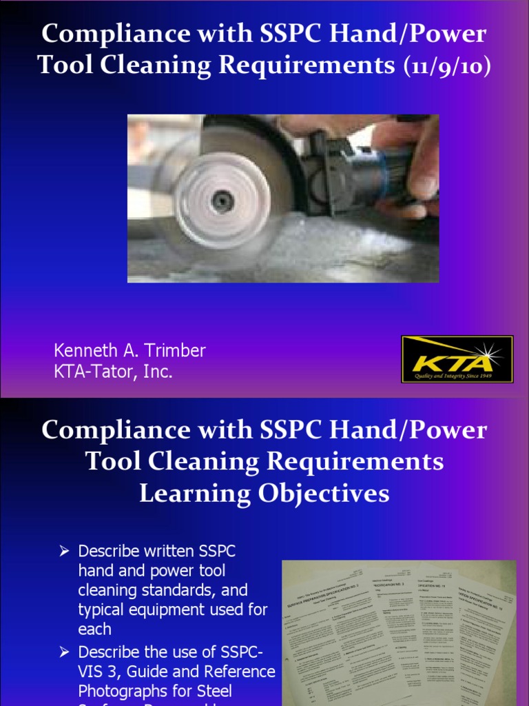 SSPC Hand/Power Tool Cleaning Requirements PDF Rust Blade