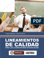 Lineamientos de Calidad para Licenciaturas en Educación 2014.