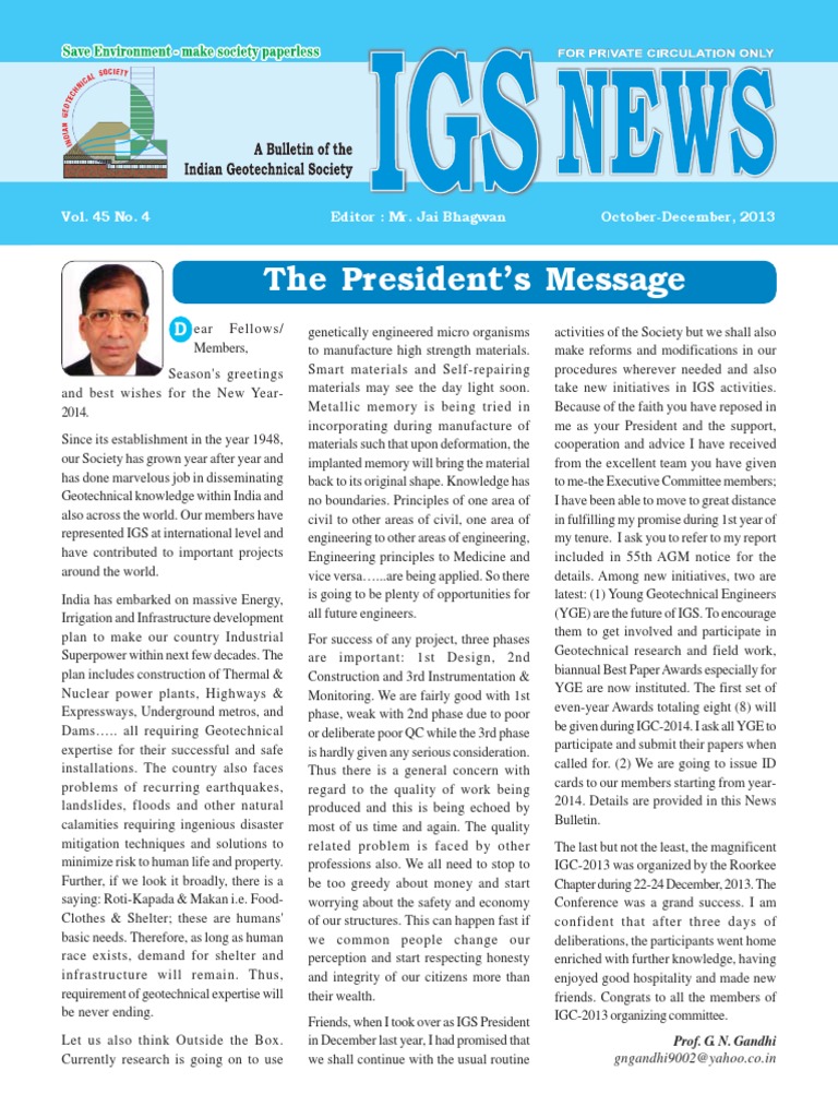 IGS News Oct-Dec. 2013 | PDF | Deep Foundation | Geotechnical Engineering
