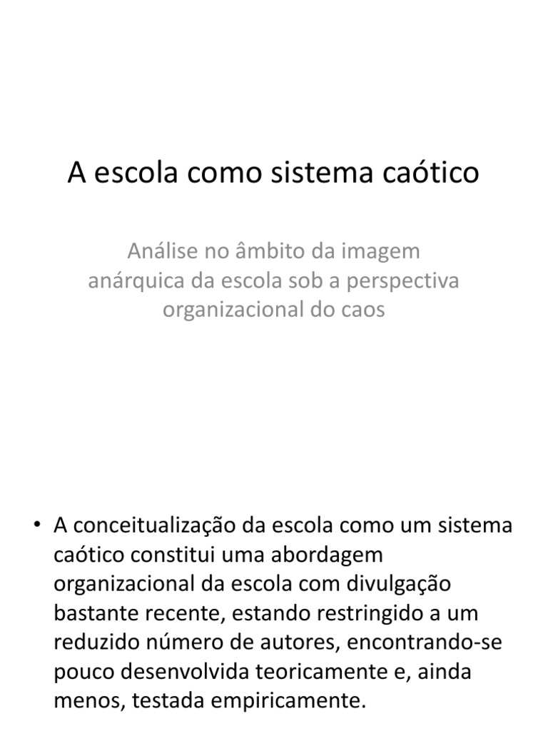 A Escola Como Sistema Caótico | PDF | Ciências e Matemática