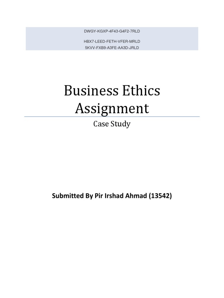 Business Ethics Assignment | PDF