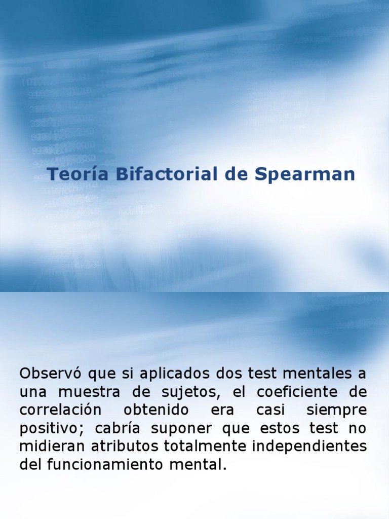 Teoría Bifactorial de Spearman Cerebro Ciencia cognitiva