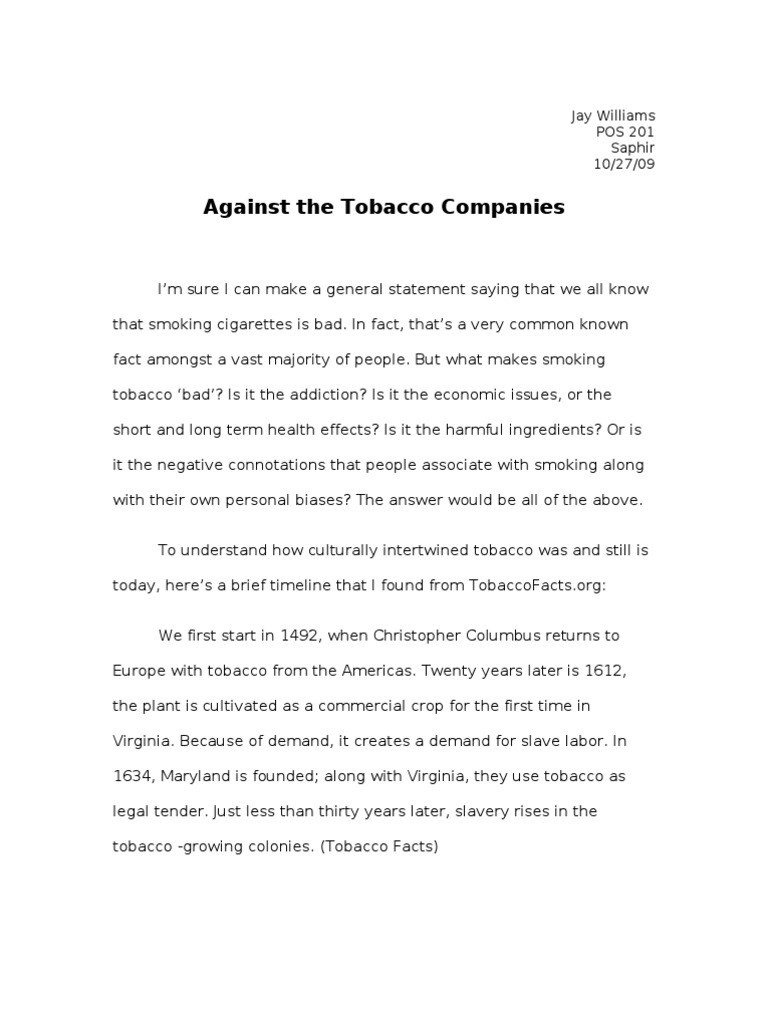 Short essay on tobacco image