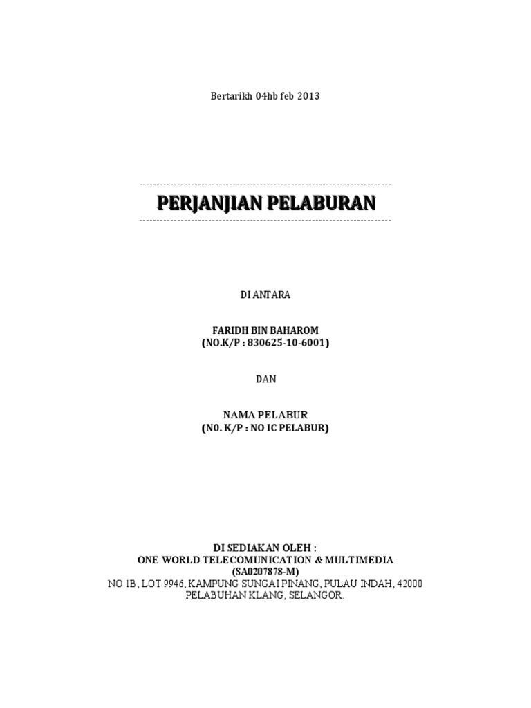 Cara Buat Surat Perjanjian Syarikat