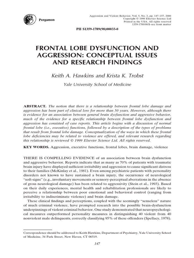 Frontal Lobe Dysfunction | PDF