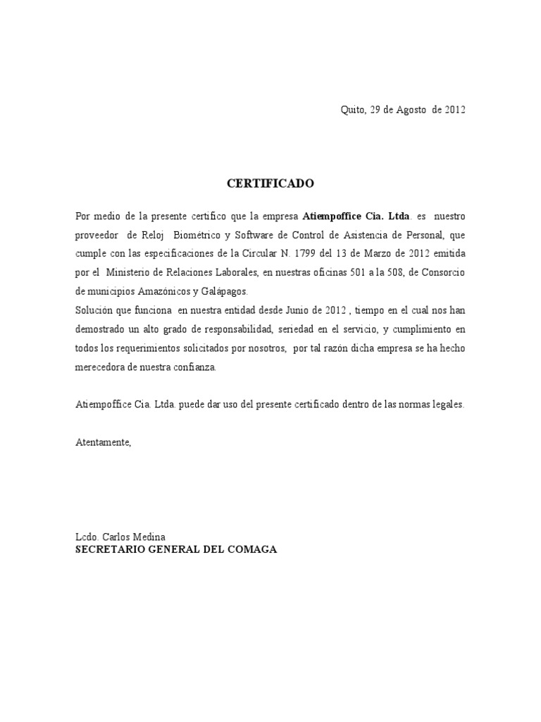 Modelo Carta De Referencia Clientes Pdf Business Informatica Y Tecnologia De La Informacion