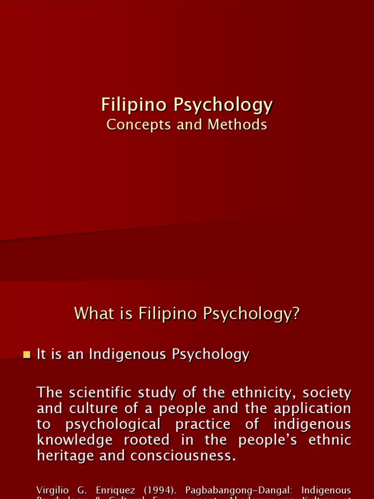 Filipino Psychology - Concepts and Methods | Psychology & Cognitive Science | Philippines