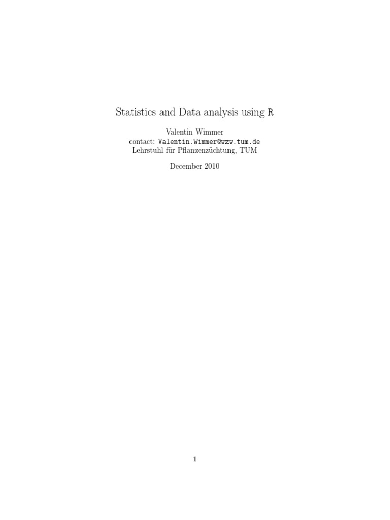 R Handout Statistics and Data Analysis Using R | PDF | Analysis Of ...