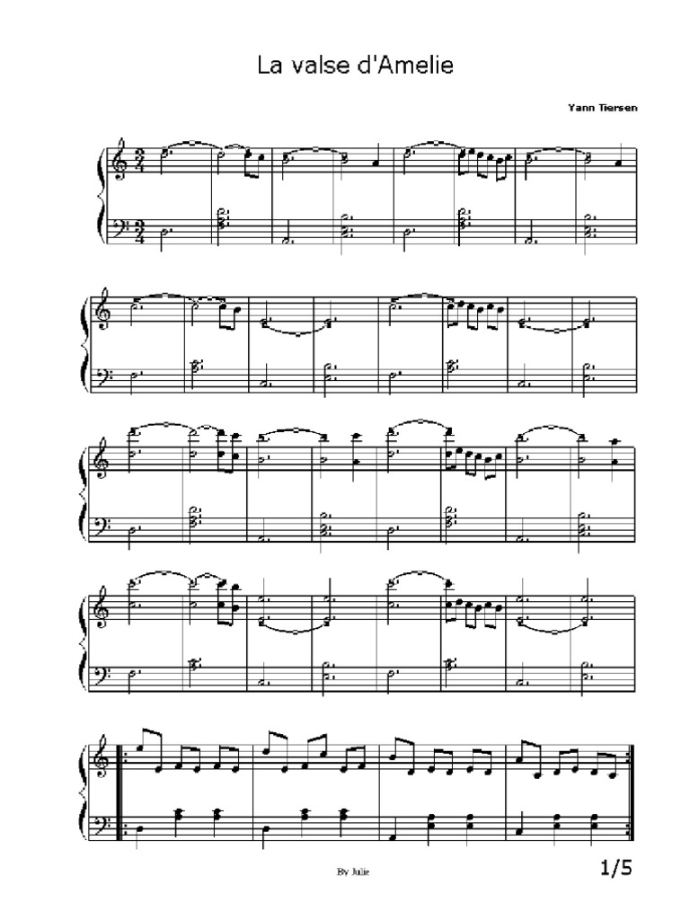 Amelie Piano Sheet Music