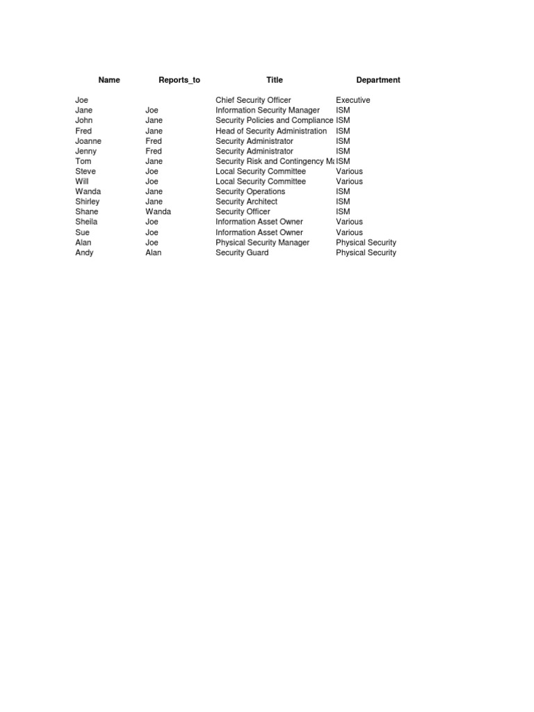 Security Department Organizational Chart | PDF