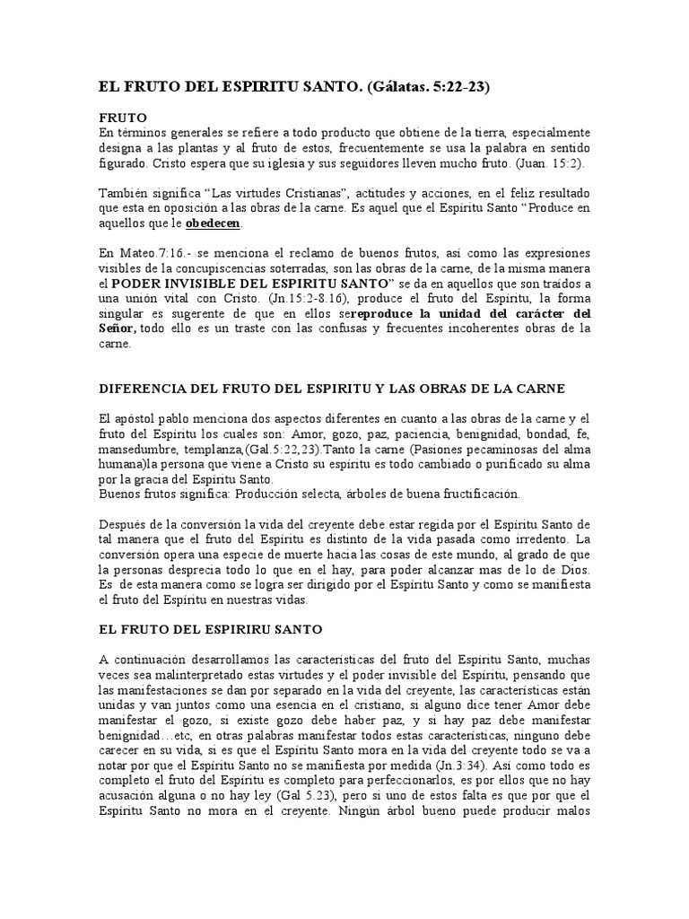 El Fruto Del Espiritu Santo | PDF | Filosofía | Relaciones personales ...