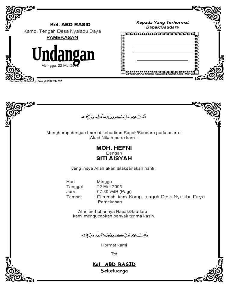 Contoh Undangan Akad Nikah Words Of Sympathy - IMAGESEE