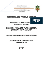 Resumen Evaluar para Conocer, Examinar para Excluir