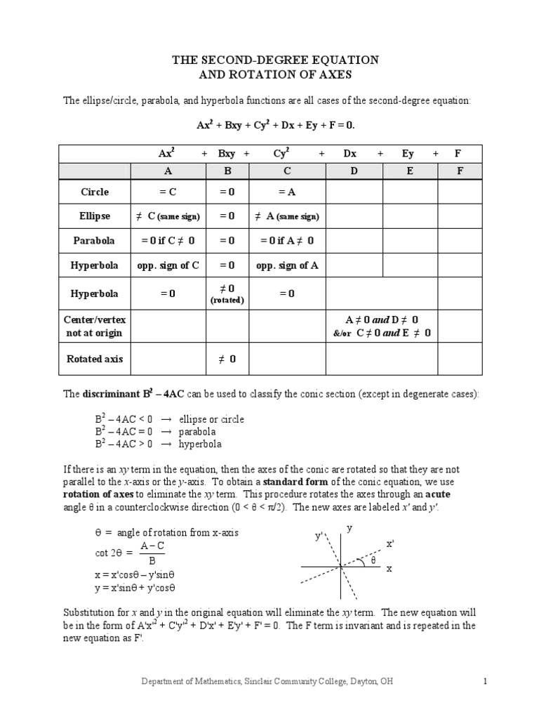 2 ND Degree Equation | PDF | Trigonometric Functions | Cartesian ...