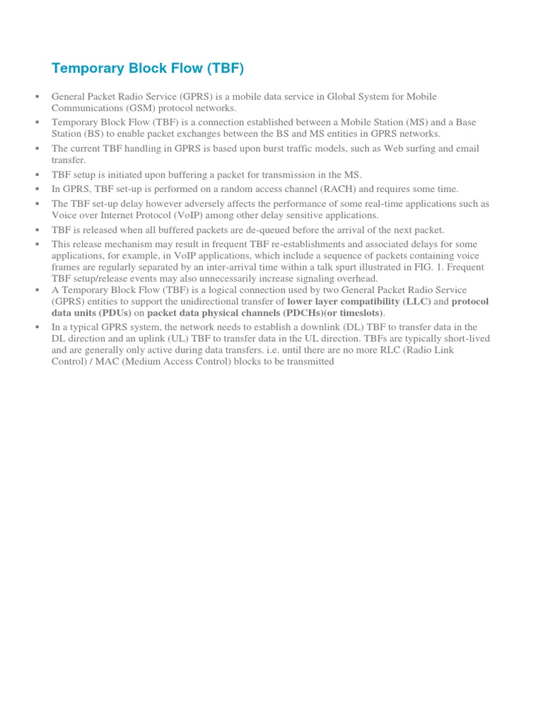 Temporary Block Flow (TBF) : Data Units (Pdus) On Packet Data Physical ...
