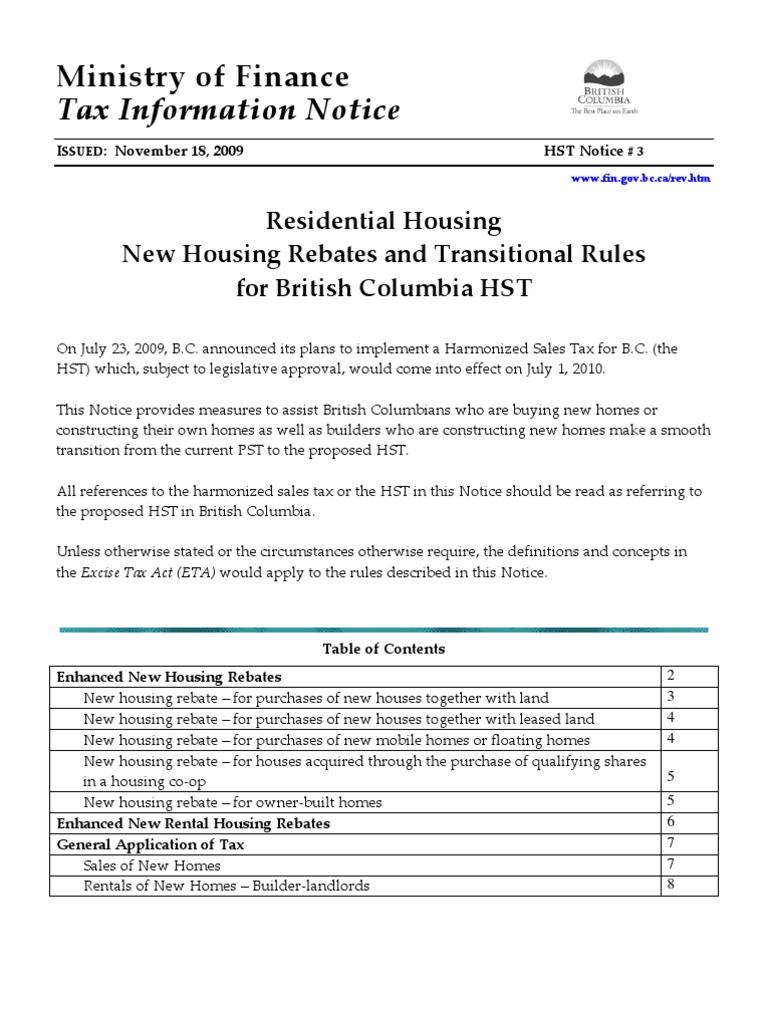 Federal Housing Rebate