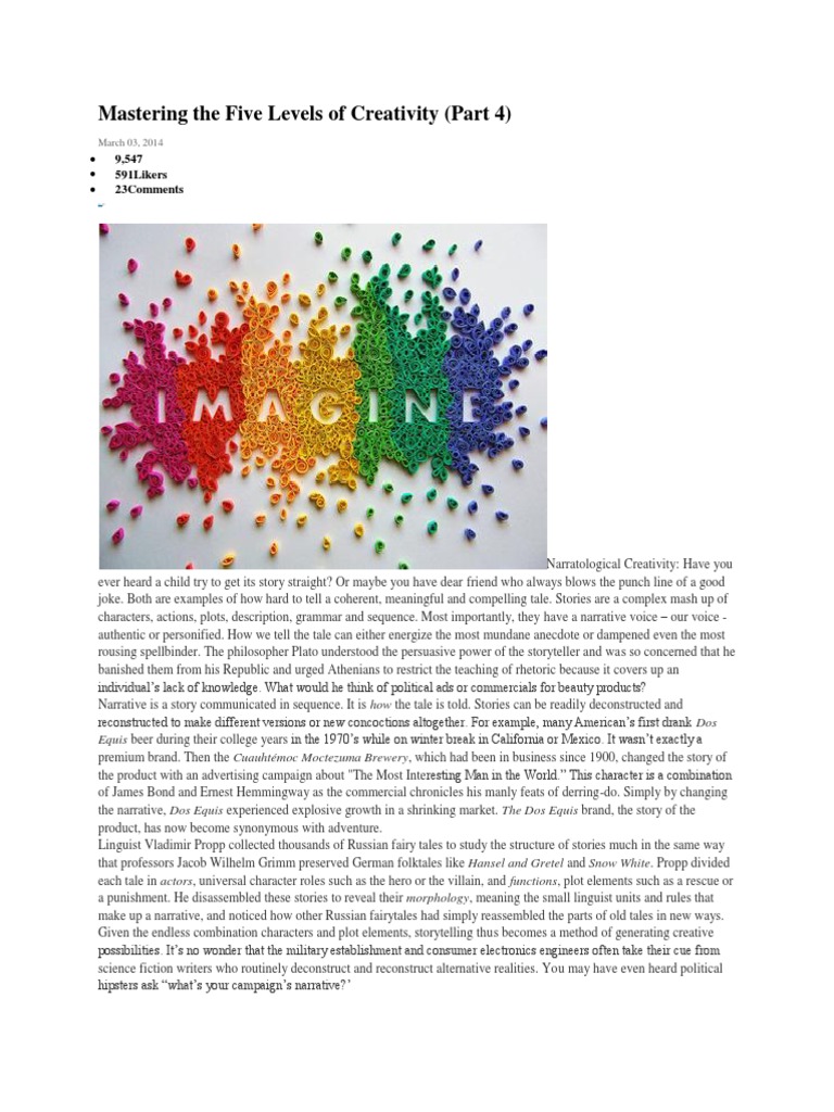 Mastering The Five Levels of Creativity | PDF | Fairy Tales | The ...