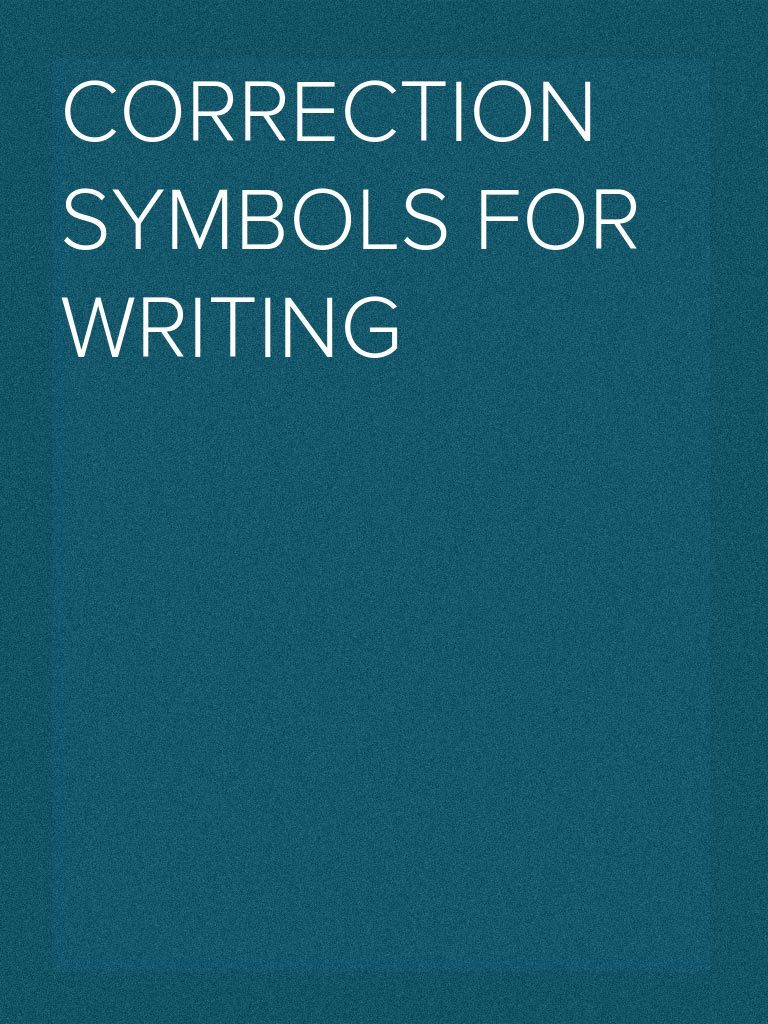 Correction Symbols For Writing PDF Language Mechanics Cognition
