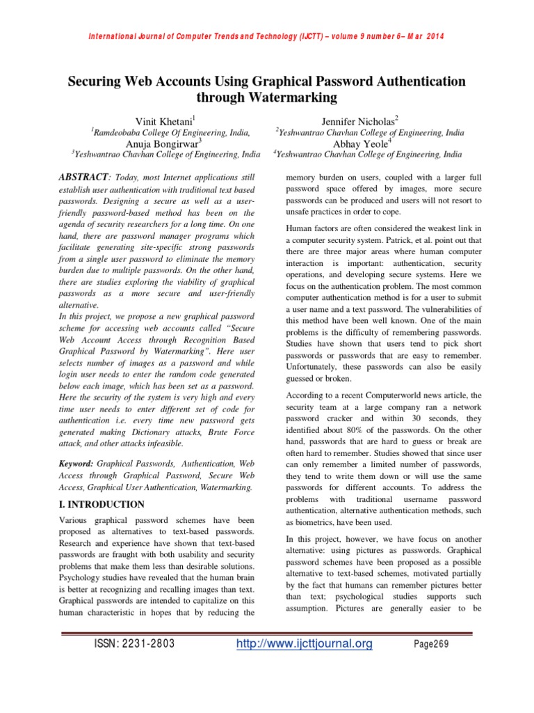 Securing Web Accounts Using Graphical Password Authentication Through ...