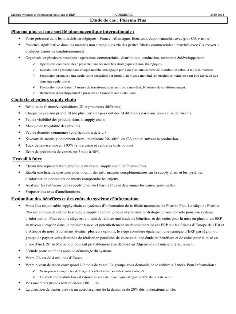 etude de cas erp progiciel de gestion integre consultant